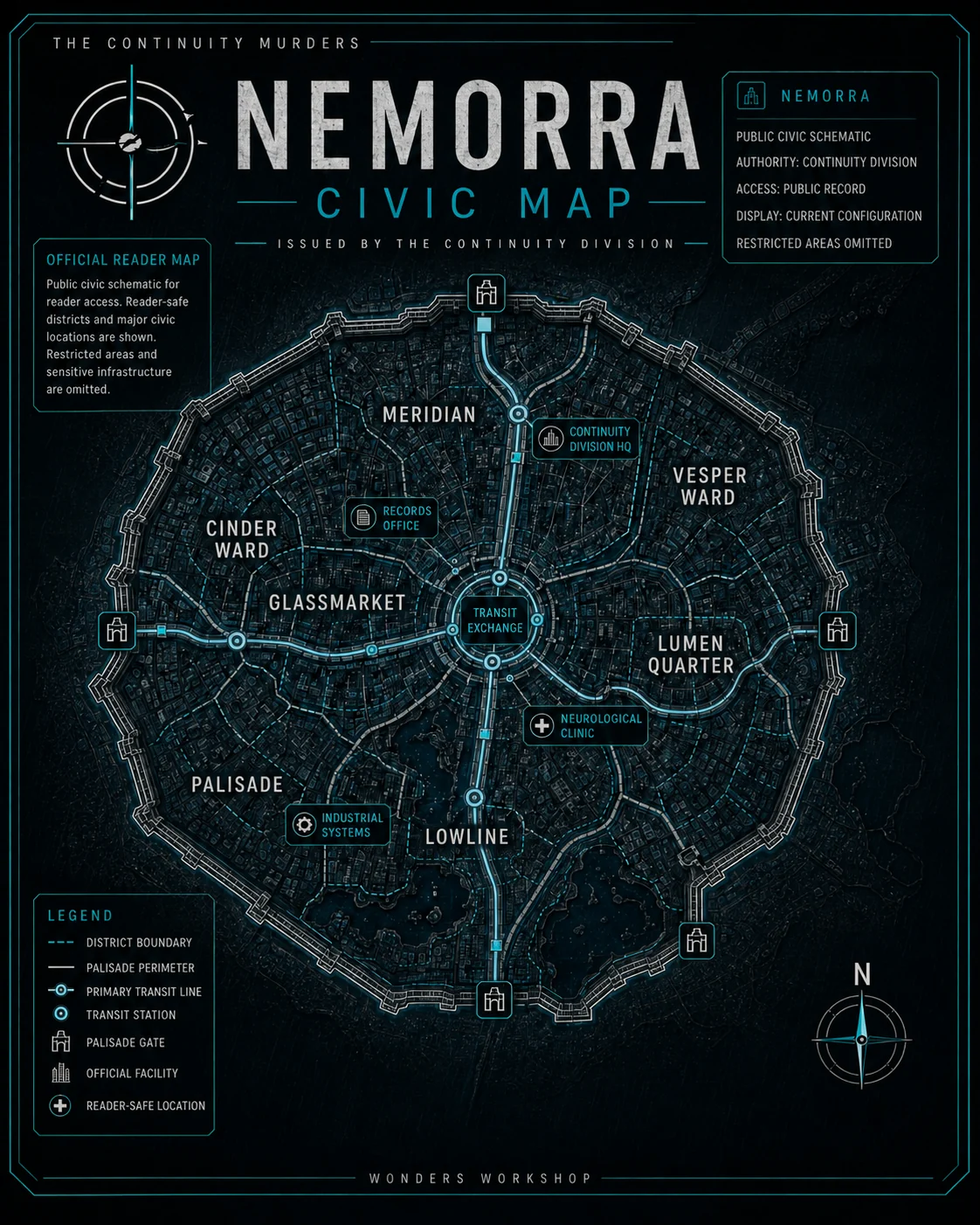 Nemorra Civic Map from The Continuity Murders Continuity Division Archive