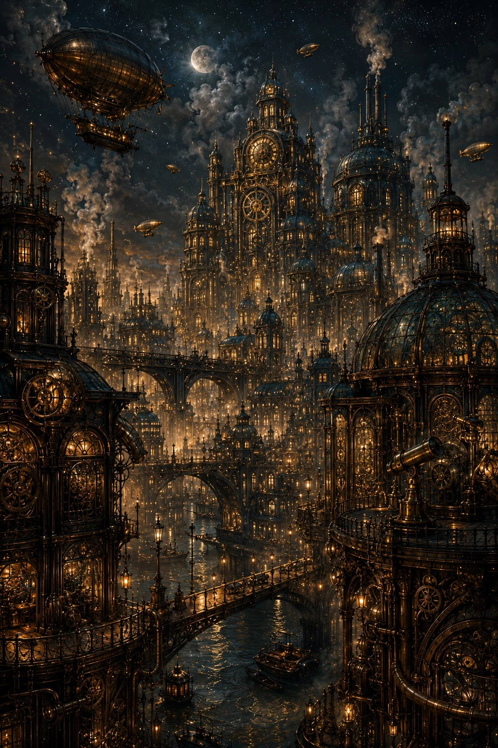 Aetherholm, a city of steam, brass, and mechanical towers